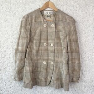 Laurel VTG Plaid Wool Blazer Size 36 S Brown Tan Dark Academia Old Money Career